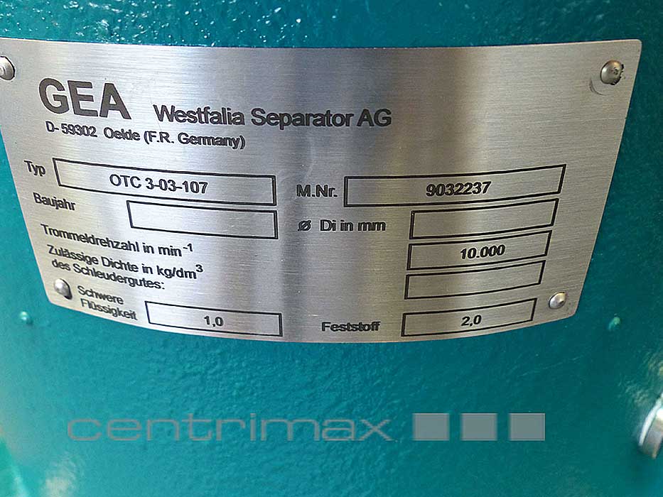 Otc 3 03 107 Gea Westfalia Separator Solid Wall Disc Separators