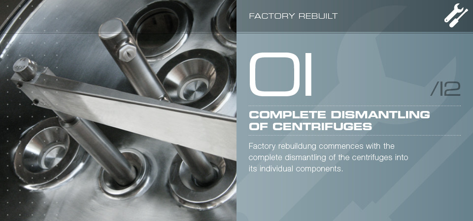 Complete dismantling of centrifuges