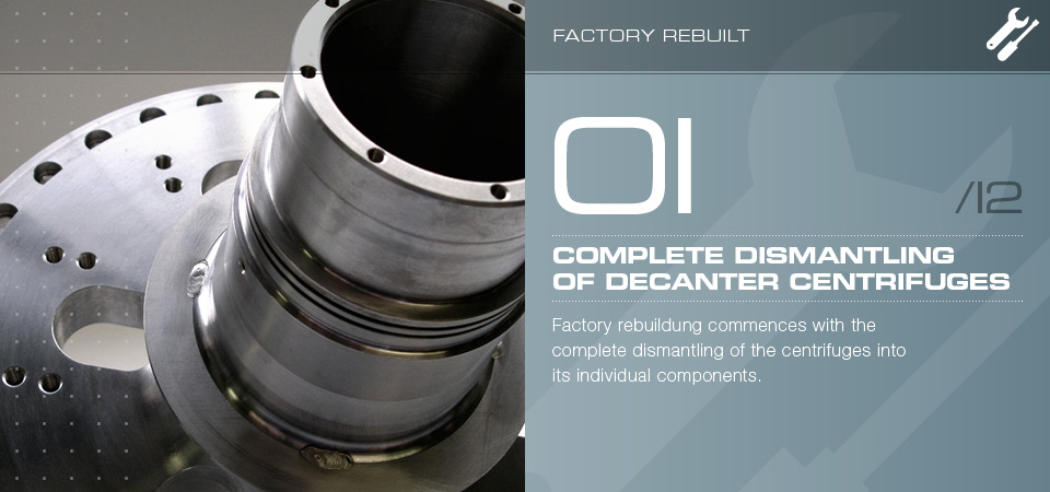 Complete dismantling of decanter centrifuges